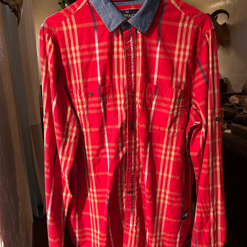 Buffalo David Bitton Red and Yellow Plaid Shirt